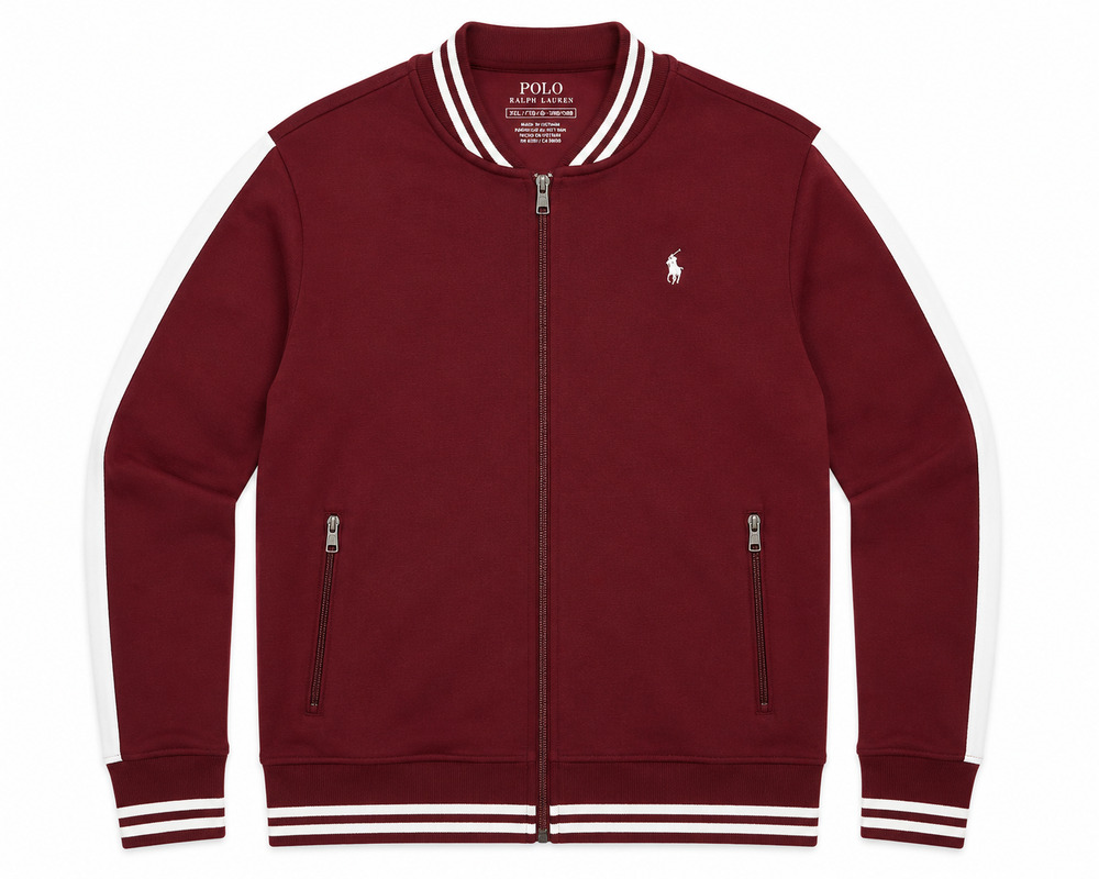 Polo Ralph Lauren Track Jacket XXL Mens Burgundy Full Zip Pony Logo Double Knit